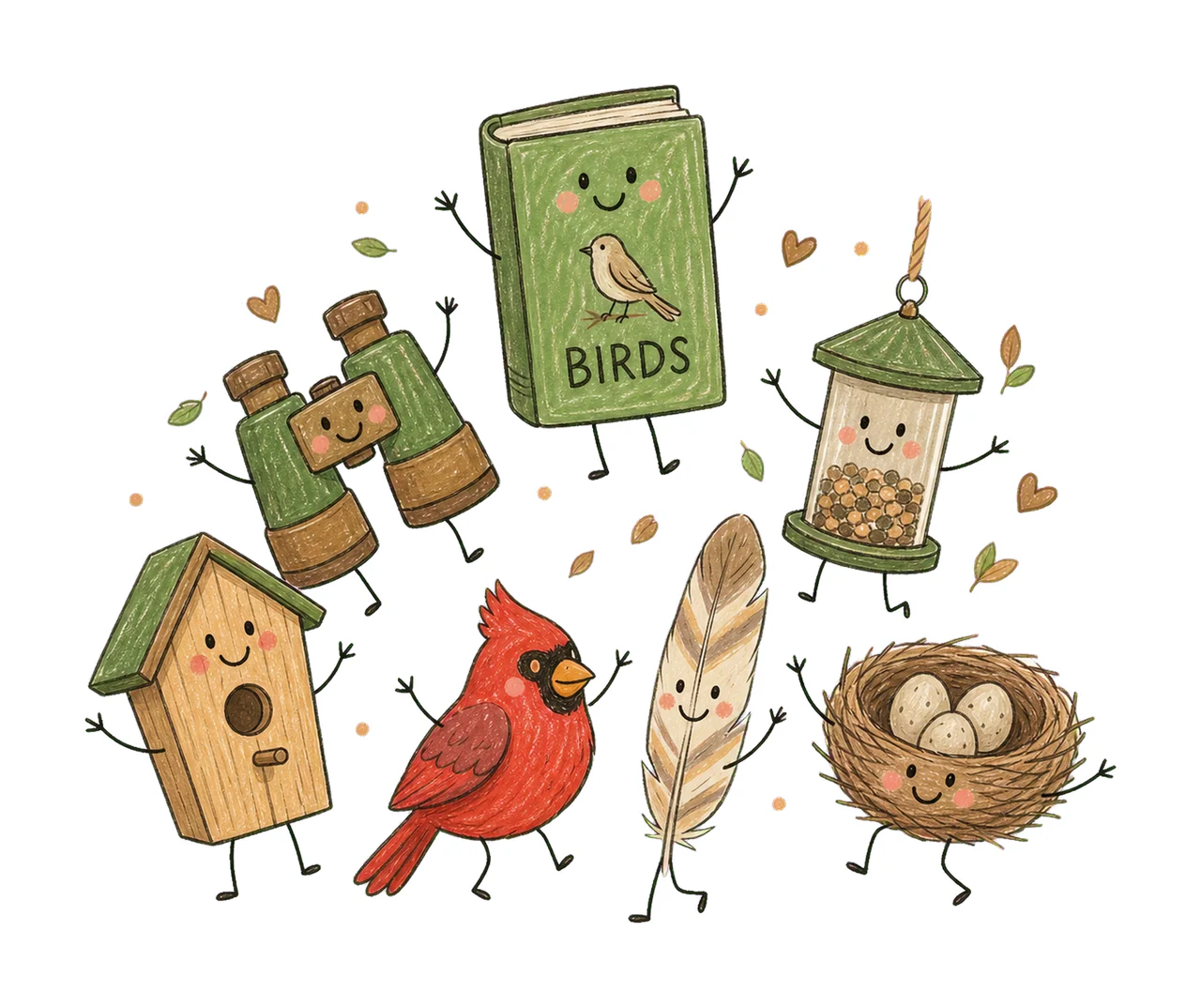 Bird Watching Doodle Crew Cute Birdwatcher Variation D