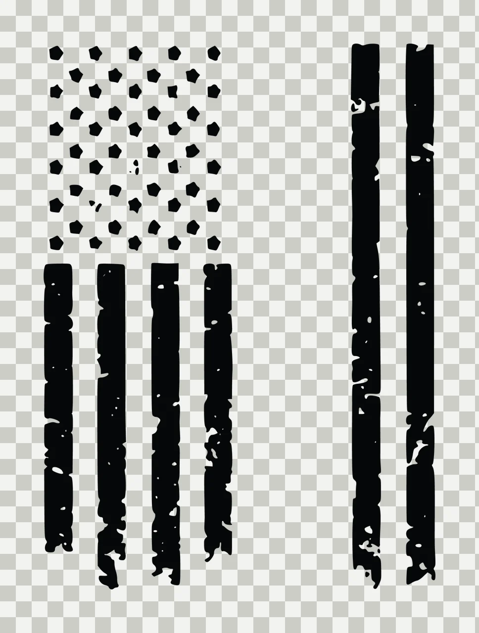 Flag Grunge Textured Graphic With Vertical Stripes stars black transparency and detail preview thumbnail