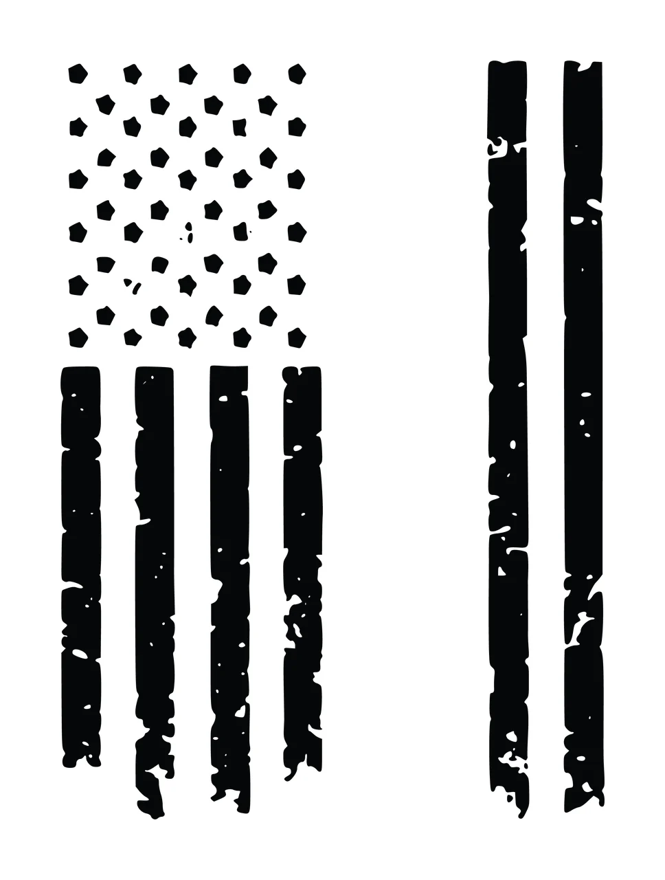 Flag Grunge Textured Graphic With Vertical Stripes stars black