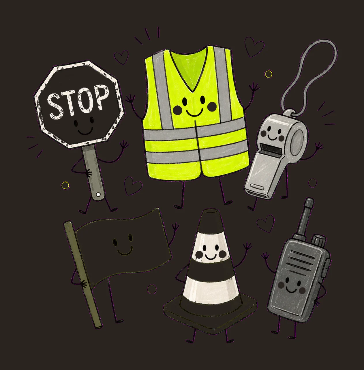 Crossing Guard School Employee Doodles Cute Variation B contrast preview thumbnail