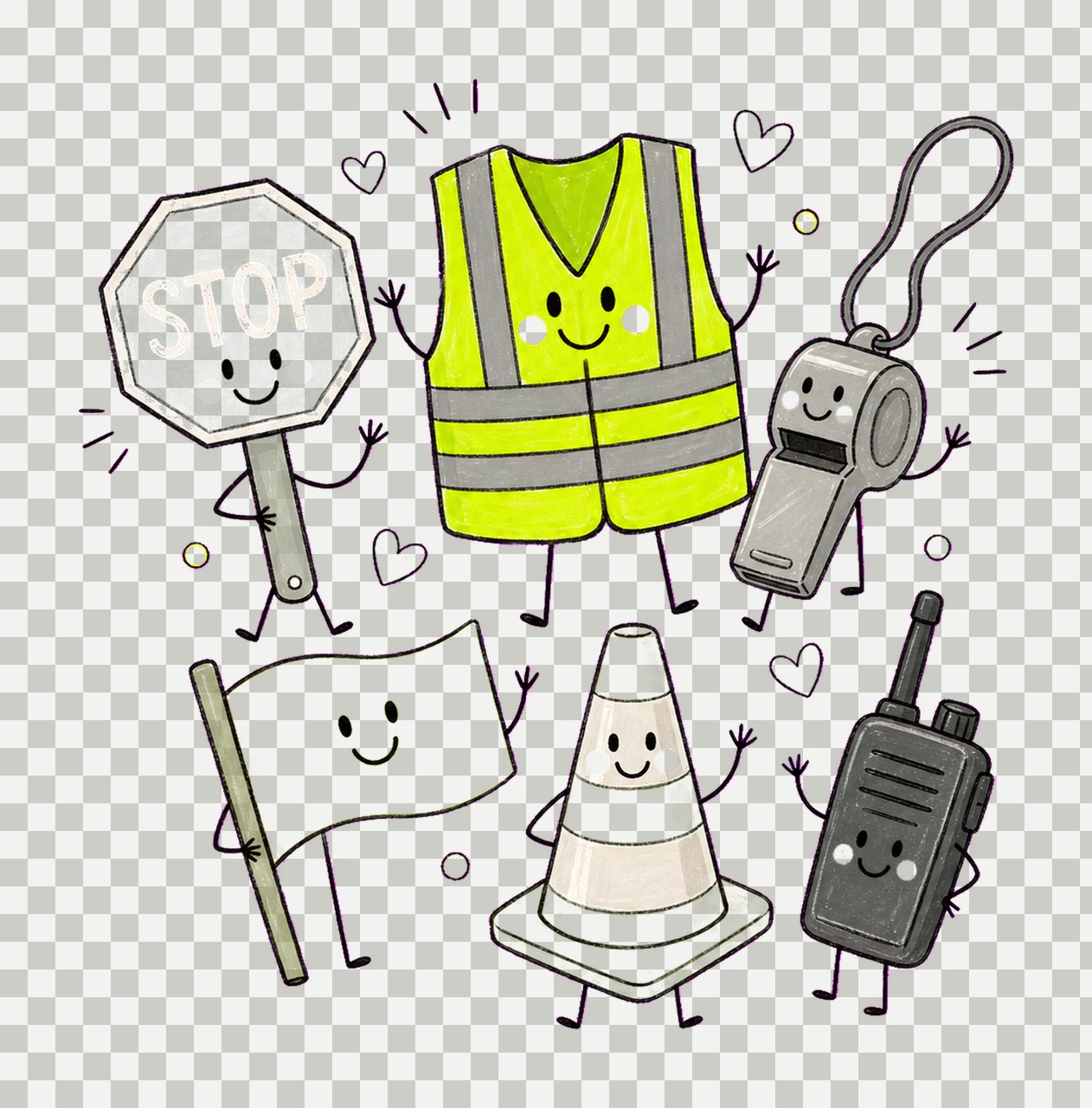 Crossing Guard School Employee Doodles Cute Variation B transparency and detail preview thumbnail