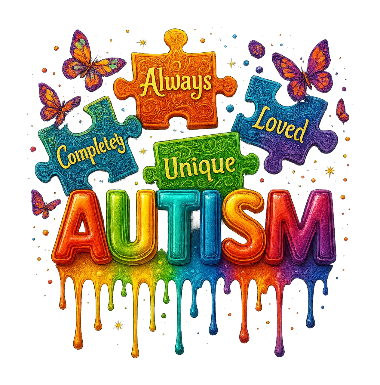 Autism Awareness Puzzle Piece Rainbow Design Sublimation