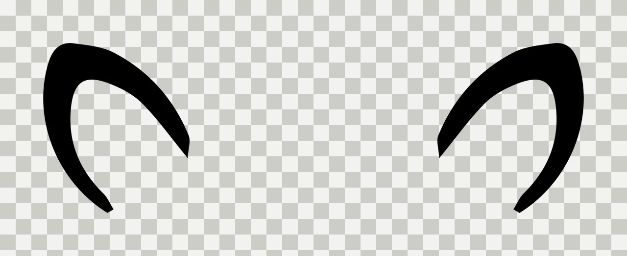 Pair Of Symmetrical Black Curved Pointed Ear Silhouettes ears transparency and detail preview thumbnail
