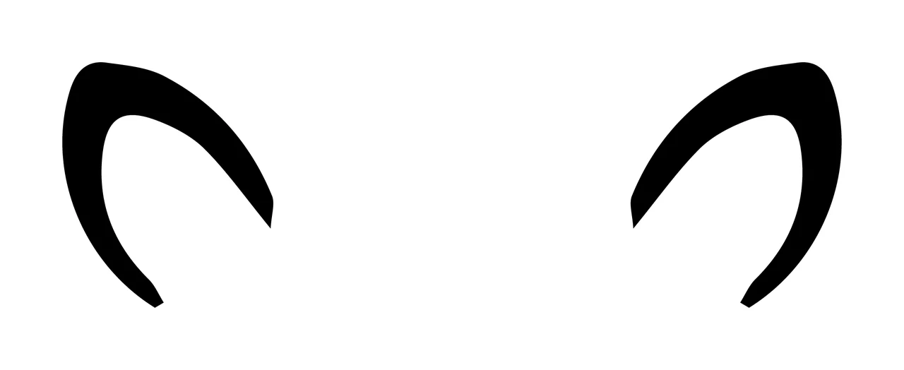Pair Of Symmetrical Black Curved Pointed Ear Silhouettes ears