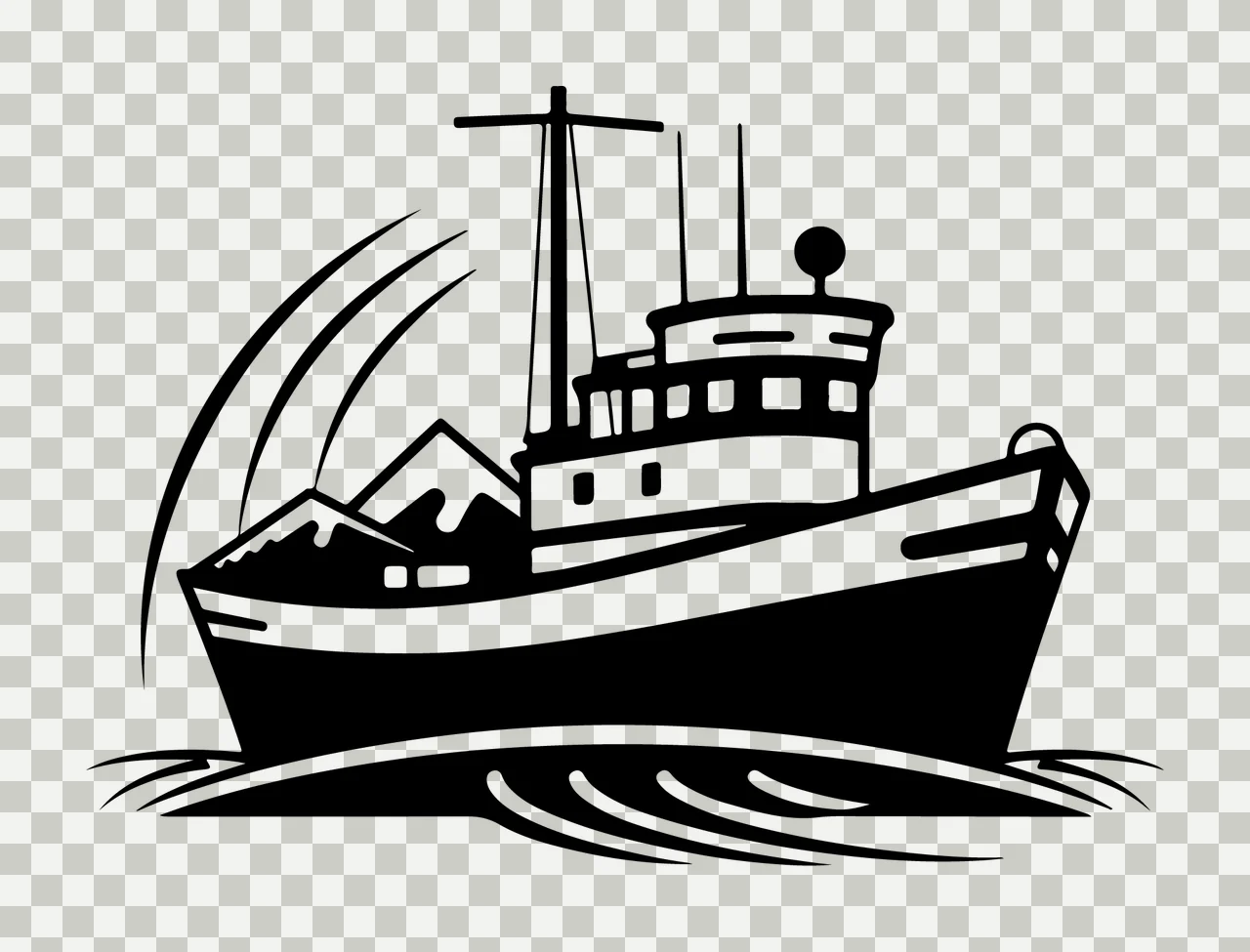 Ship Black And White Boat Illustration sailing mast mountains transparency and detail preview thumbnail