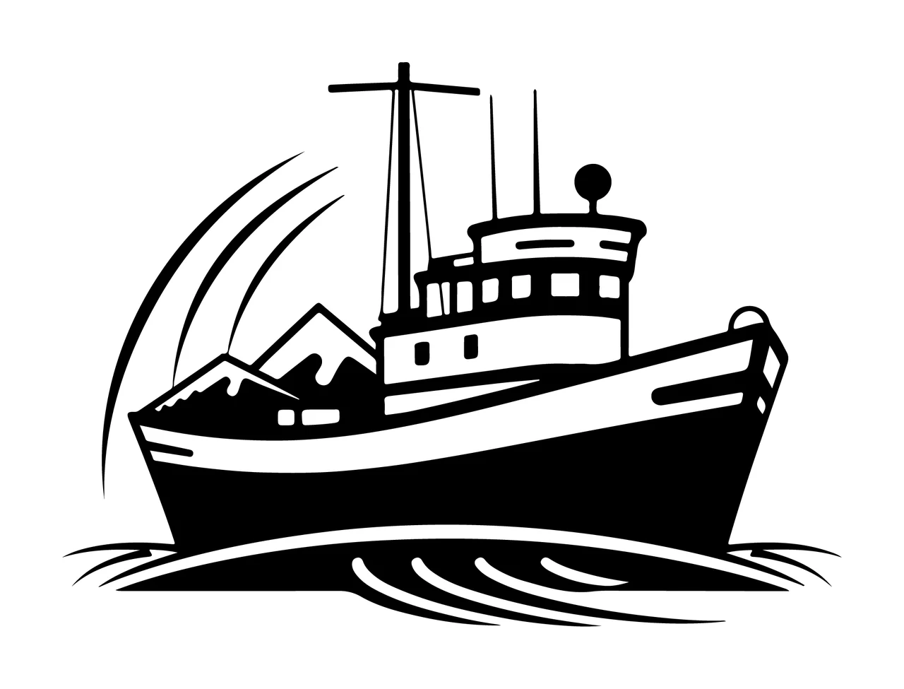Ship Black And White Boat Illustration sailing mast mountains