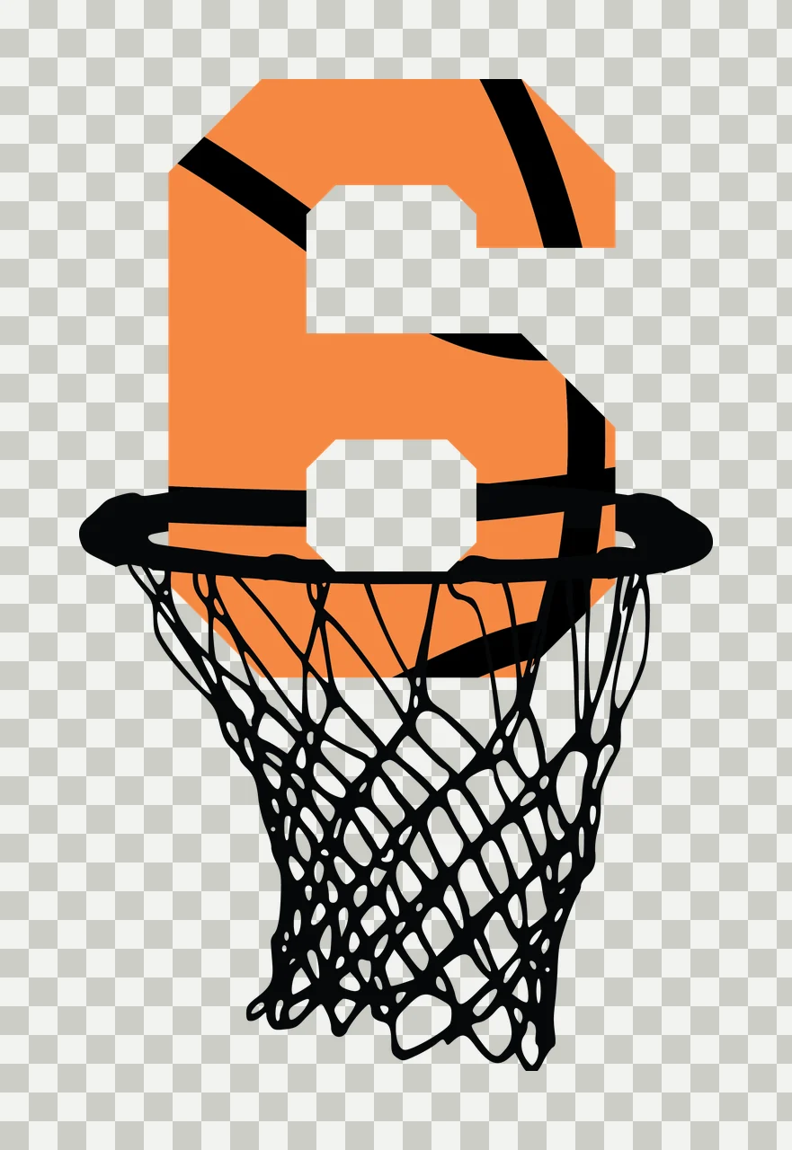 Basketball Number 6 Black Silhouette Of Six Inside hoop net transparency and detail preview thumbnail