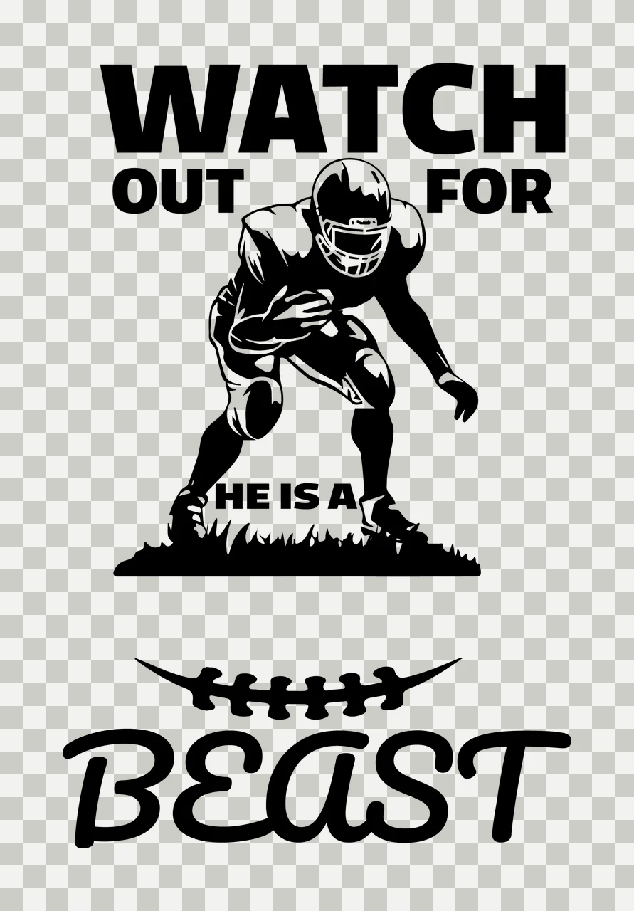 Watch Out For He Is A Beast Football player crouching athlete transparency and detail preview thumbnail