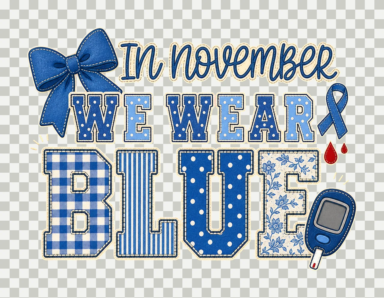 In November We Wear Blue Diabetes Awareness bundle 02 transparency and detail preview thumbnail