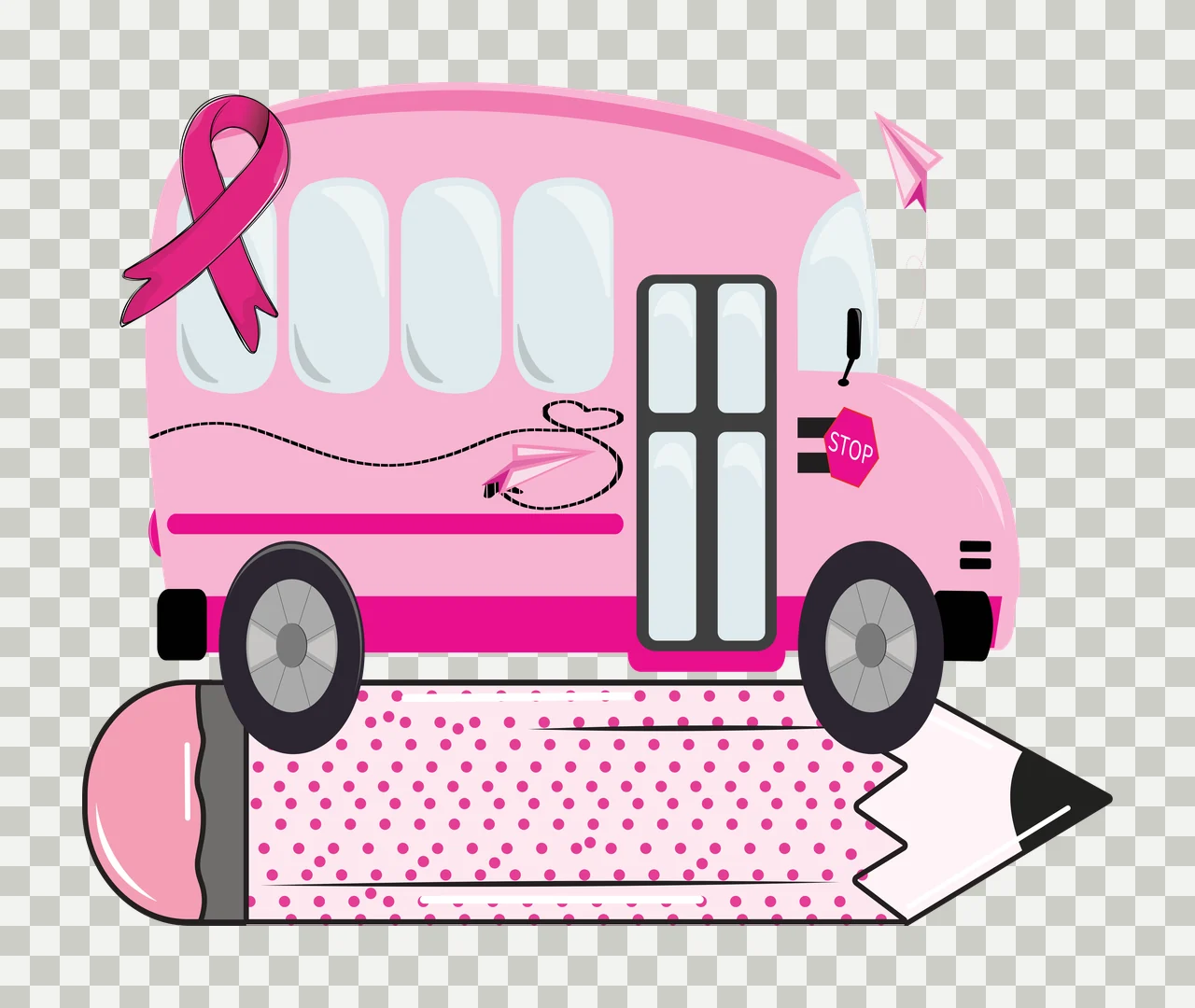 Van Vehicle Silhouette With Paper Plane moving pencil flat transparency and detail preview thumbnail