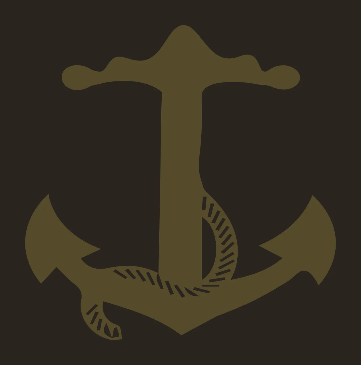 Sea Nautical Anchor Silhouette Entwined With A Textured rope contrast preview thumbnail