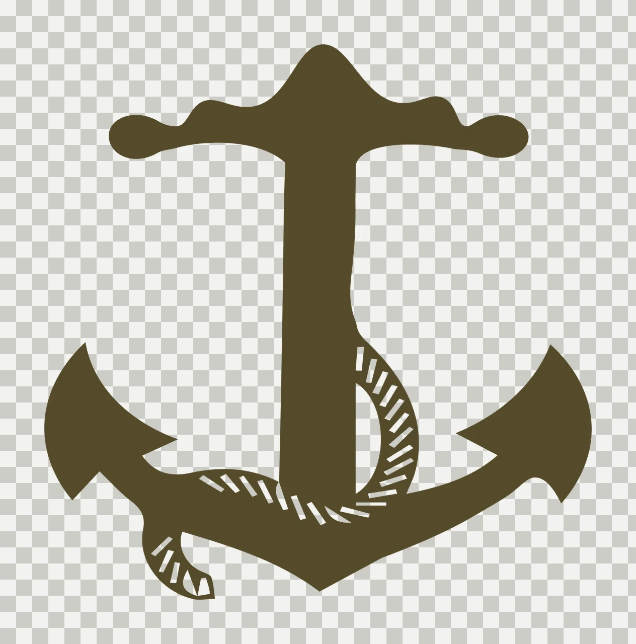 Sea Nautical Anchor Silhouette Entwined With A Textured rope transparency and detail preview thumbnail