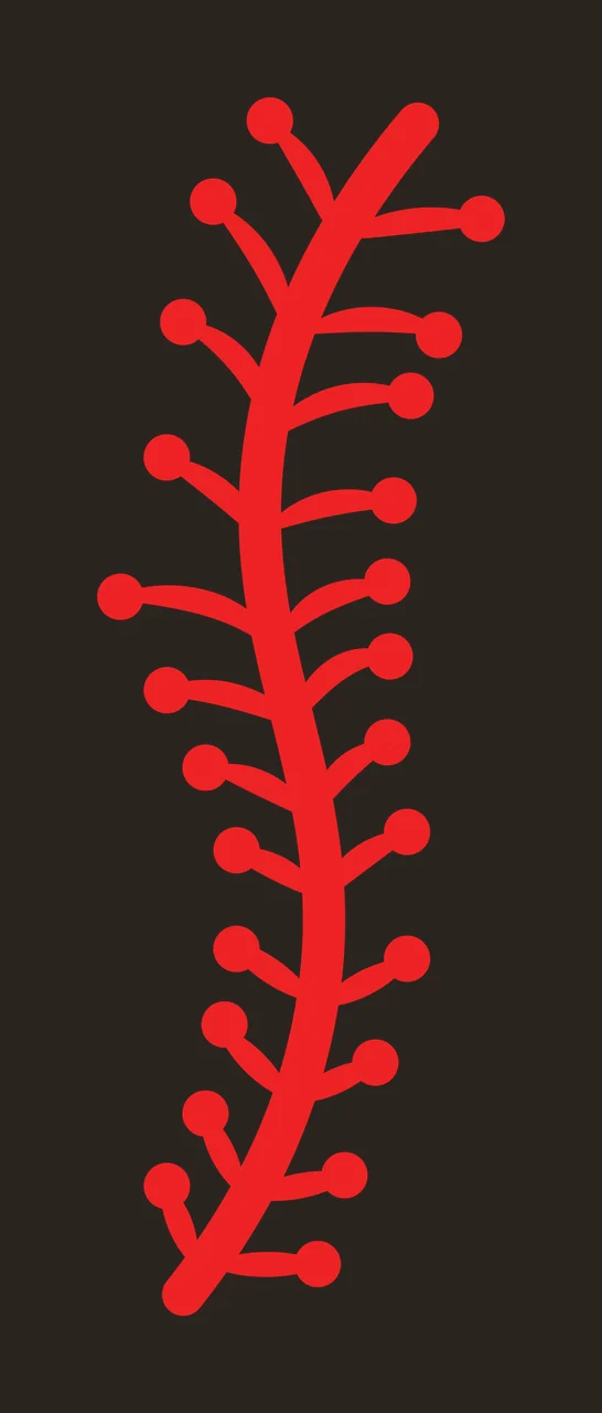 Vertical Plant Stem Silhouette With Circular Buds leaves black contrast preview thumbnail