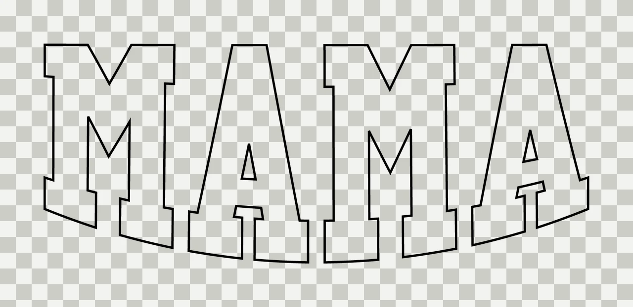 Mama Upward Curved Outline Typography transparency and detail preview thumbnail
