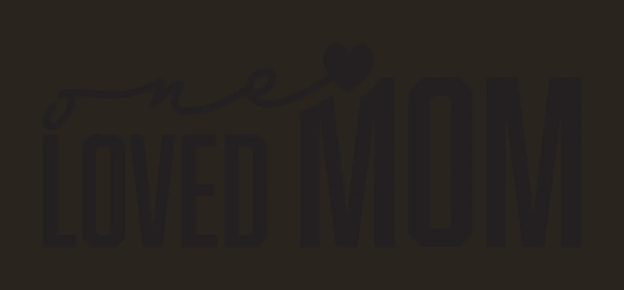 One LOVED MOM Typography Design with script text, block text and heart icon in black and white contrast preview thumbnail