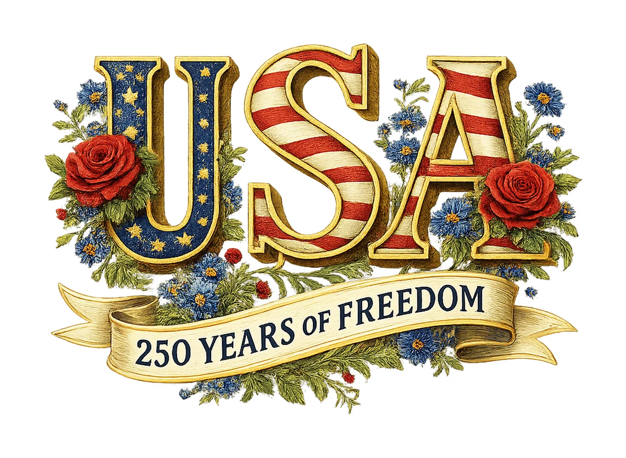 USA 250th Anniversary Floral Celebrate 250th Anniversary 4th