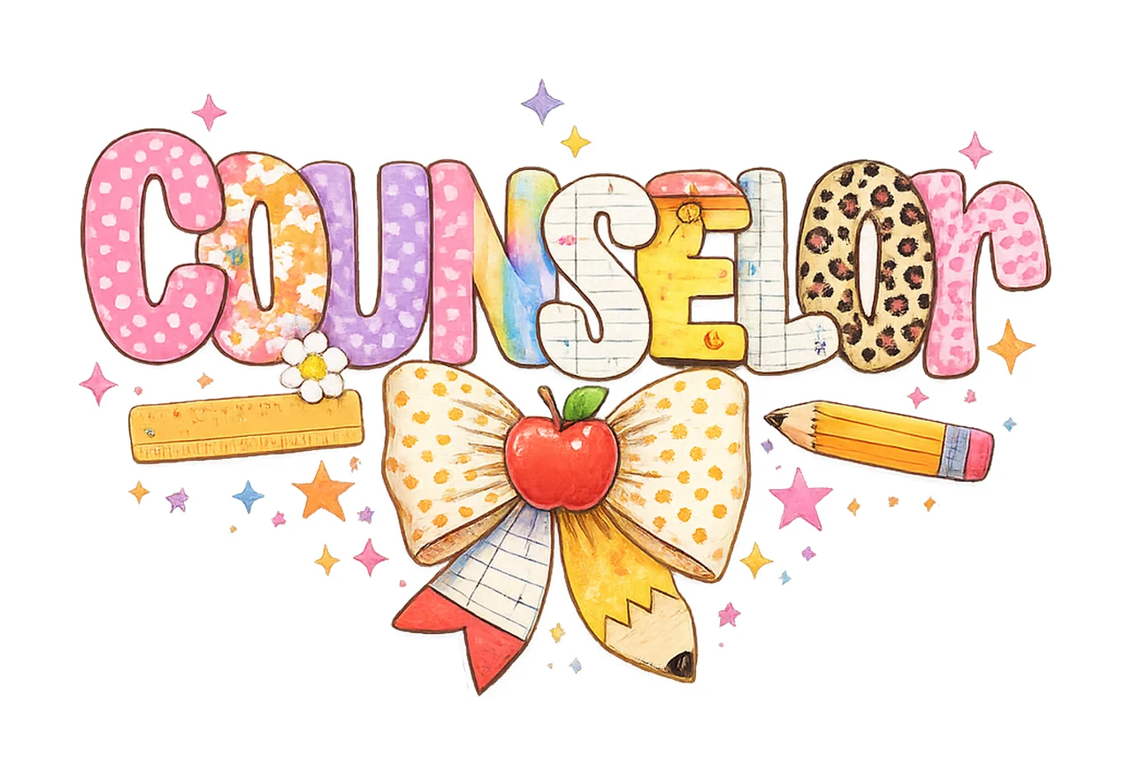 Preppy Counselor School Counselor Sublimation Design Back to