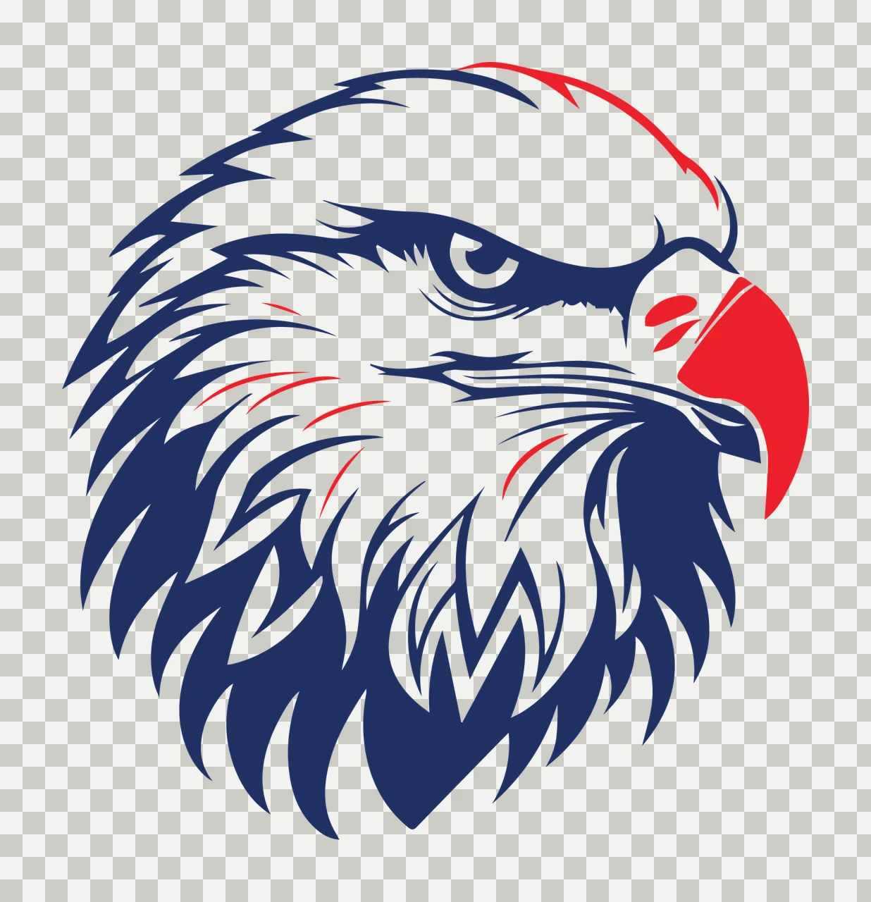 Eagle Head Profile Black White Graphic eye beak feathers bird transparency and detail preview thumbnail