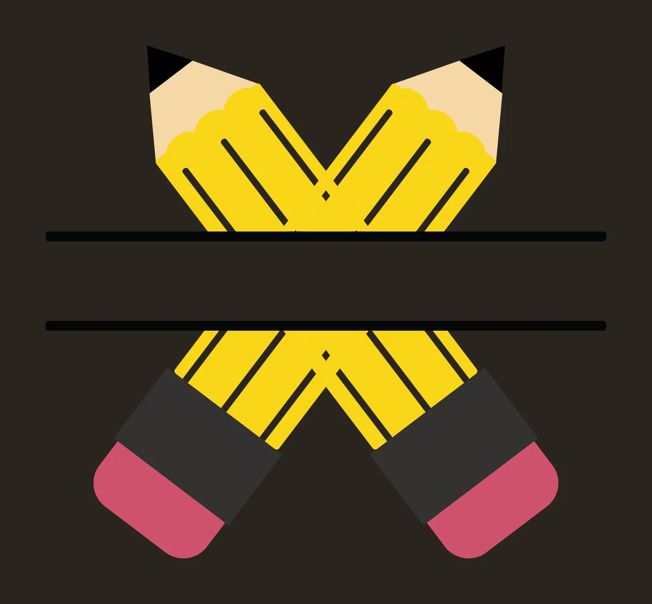 Pencils With Two And Split Bar erasers crossed monogram contrast preview thumbnail