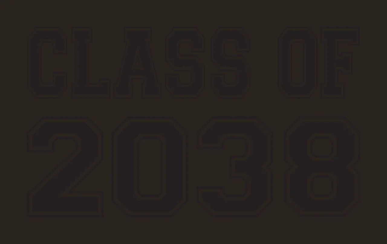 CLASS OF 2038 Typography Design with black and white lettering and varsity font contrast preview thumbnail