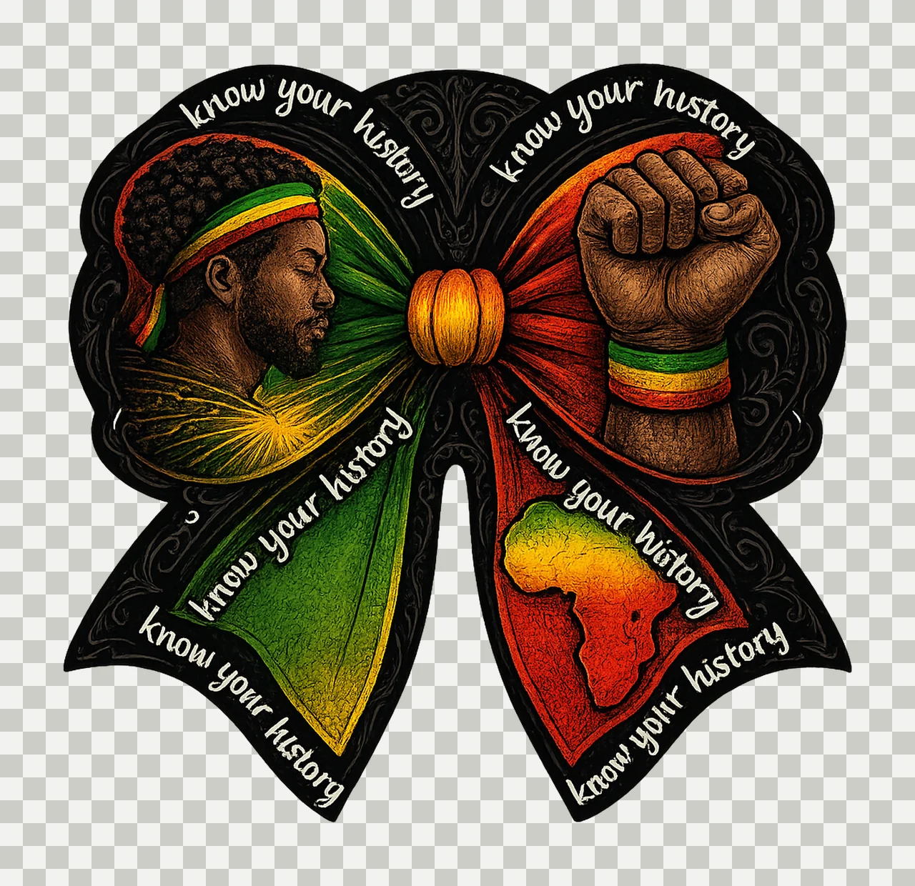 Black History Month Coquette Bow Juneteenth Sublimation transparency and detail preview thumbnail