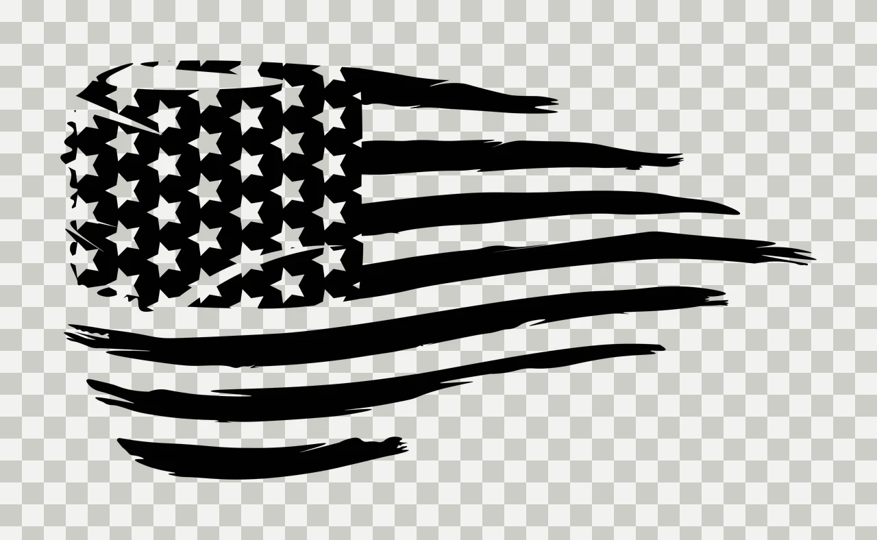 Black Flag Distressed American Horizontal Silhouette Waving transparency and detail preview thumbnail