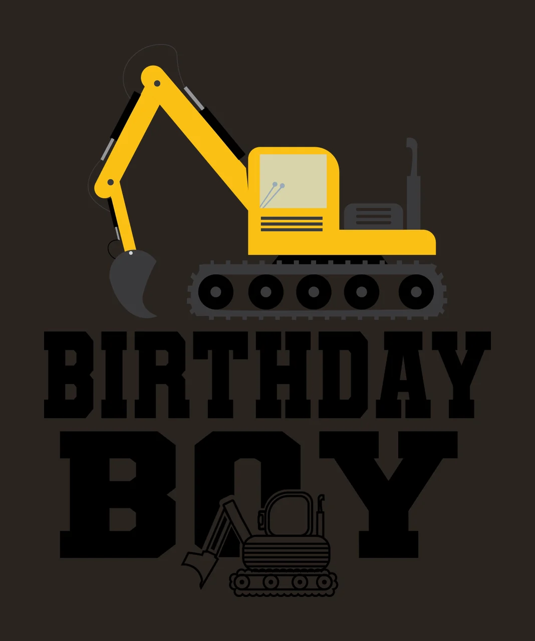 Construction Birthday Boy With Two Excavators stationary excavator contrast preview thumbnail