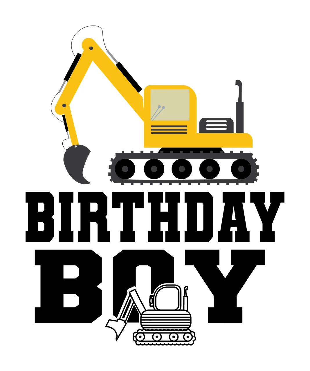 Construction Birthday Boy With Two Excavators stationary excavator