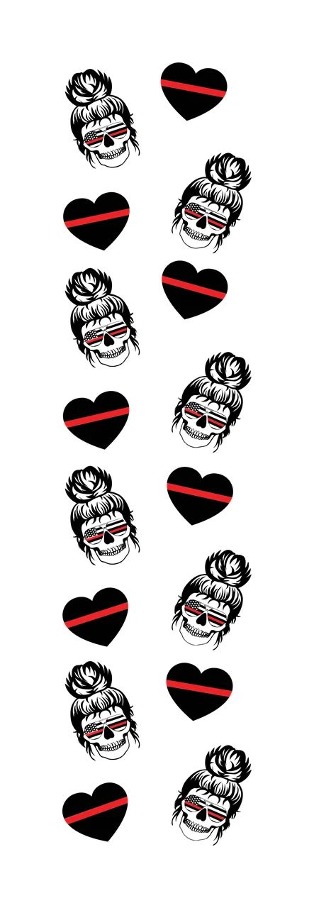 Skull Hair Bun Heart Vertical Pattern arranged sunglasses silhouette
