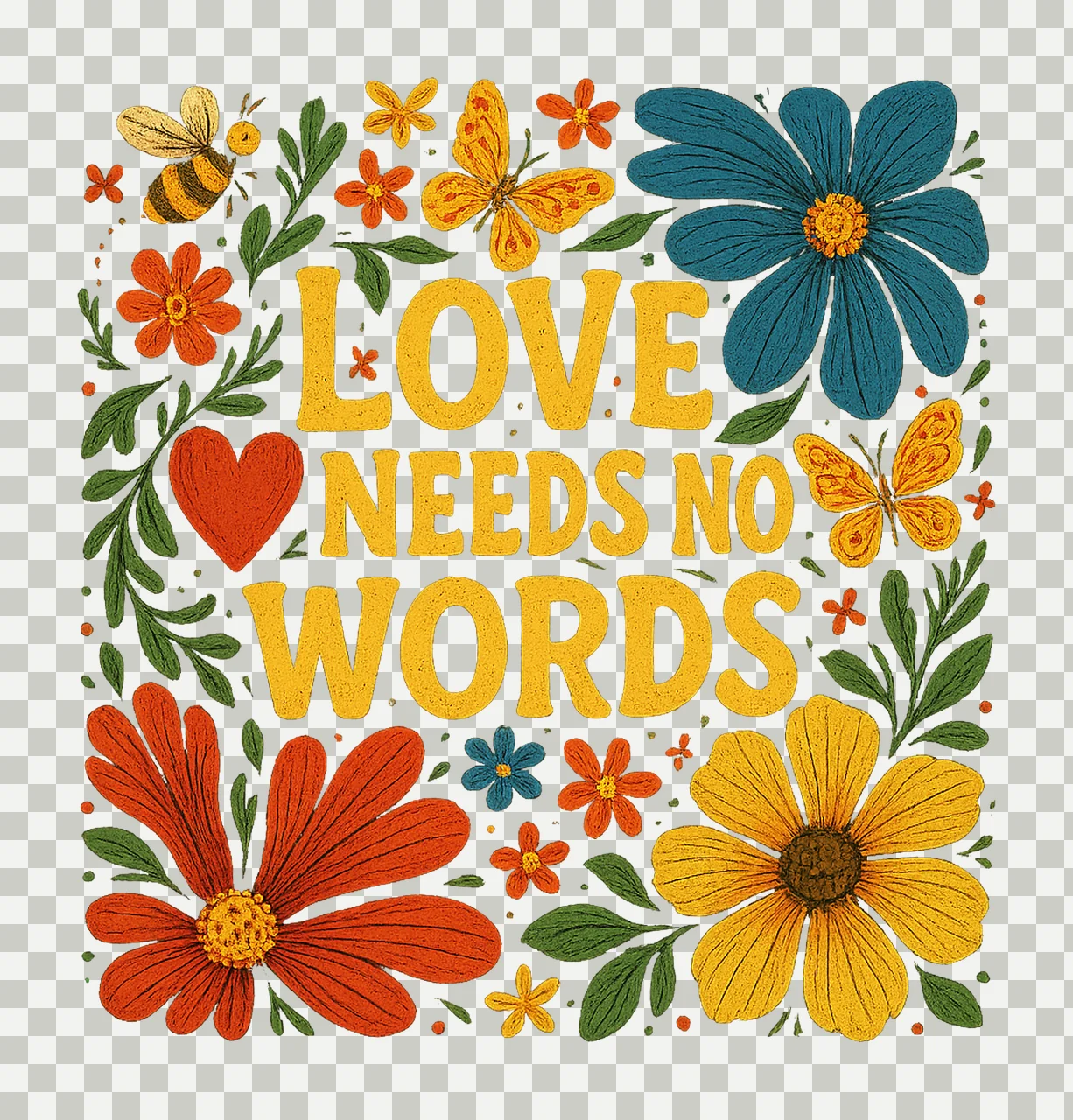 Boho Floral Autism Love Needs No Words Design Retro transparency and detail preview thumbnail