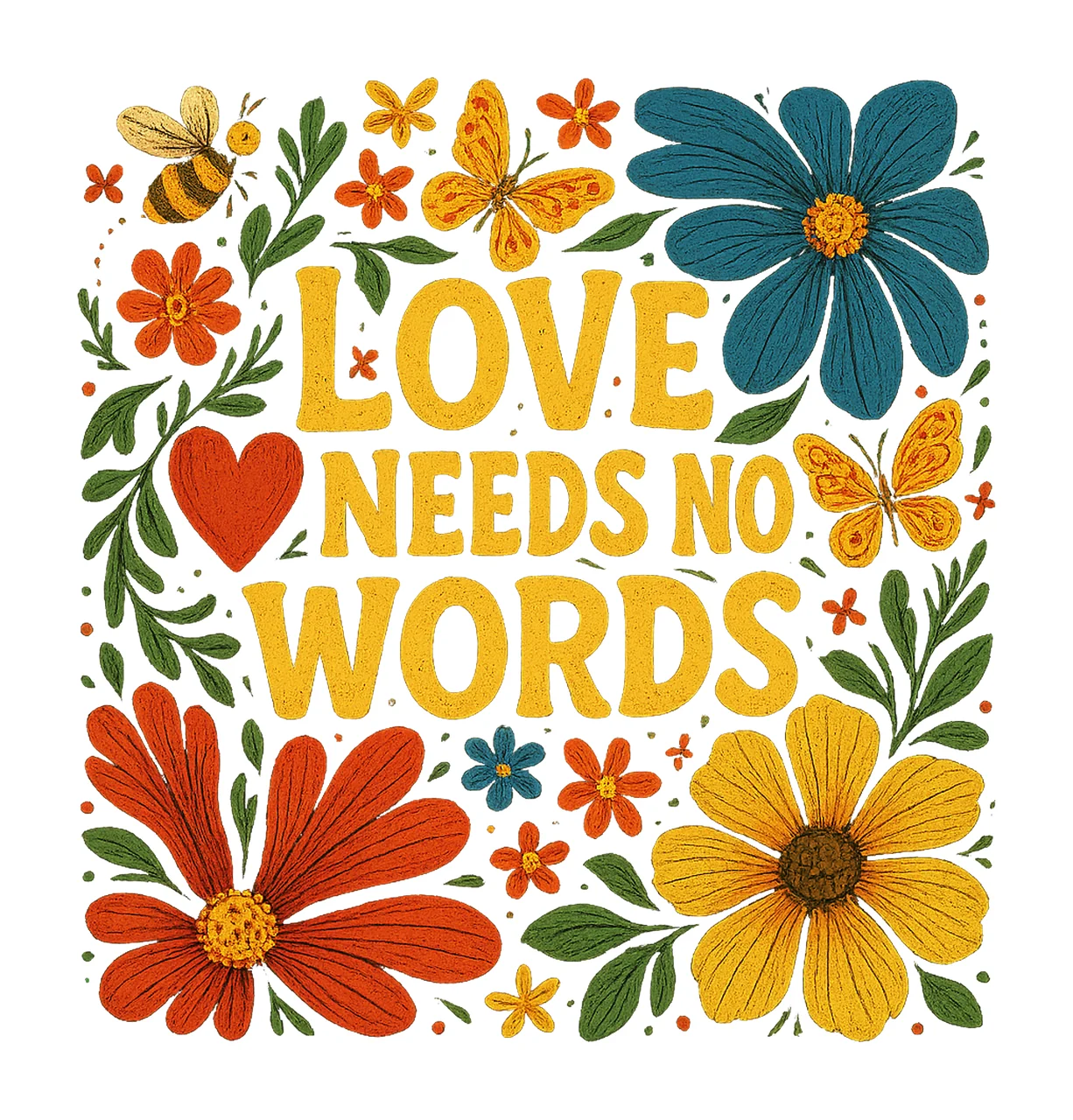 Boho Floral Autism Love Needs No Words Design Retro