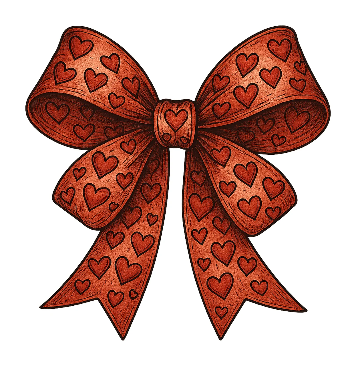 Valentines Day Coquette Bow Retro Heart Design Variation B