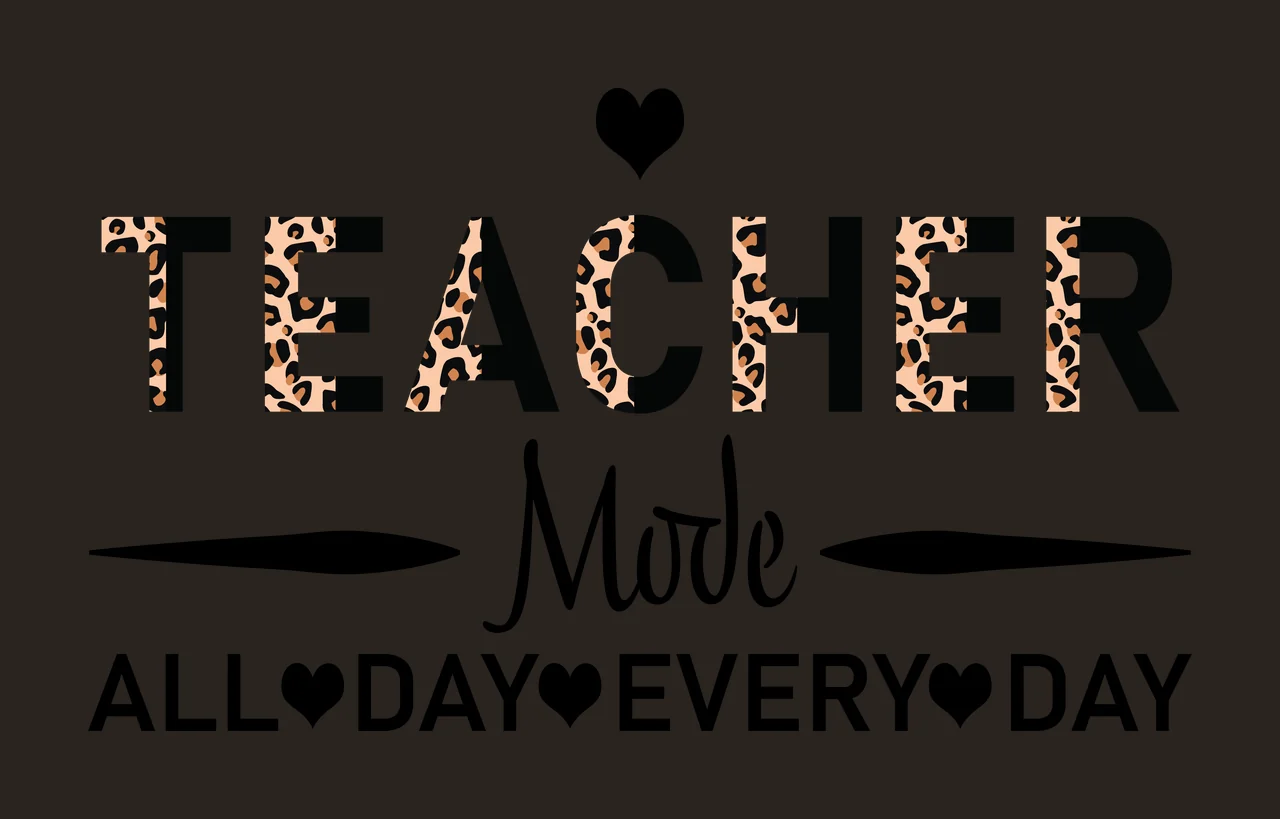 Teacher Mode All Day Every Day Typography Graphic heart bold contrast preview thumbnail