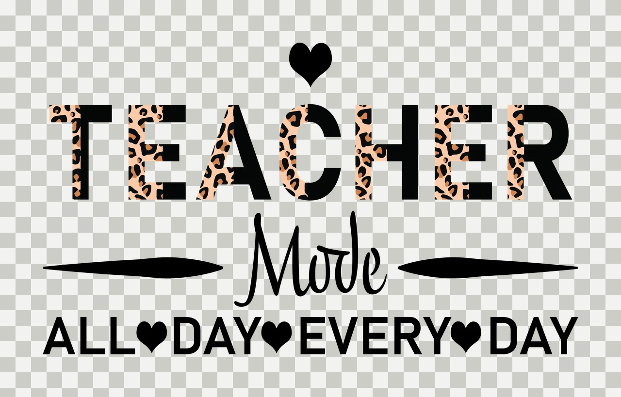 Teacher Mode All Day Every Day Typography Graphic heart bold transparency and detail preview thumbnail