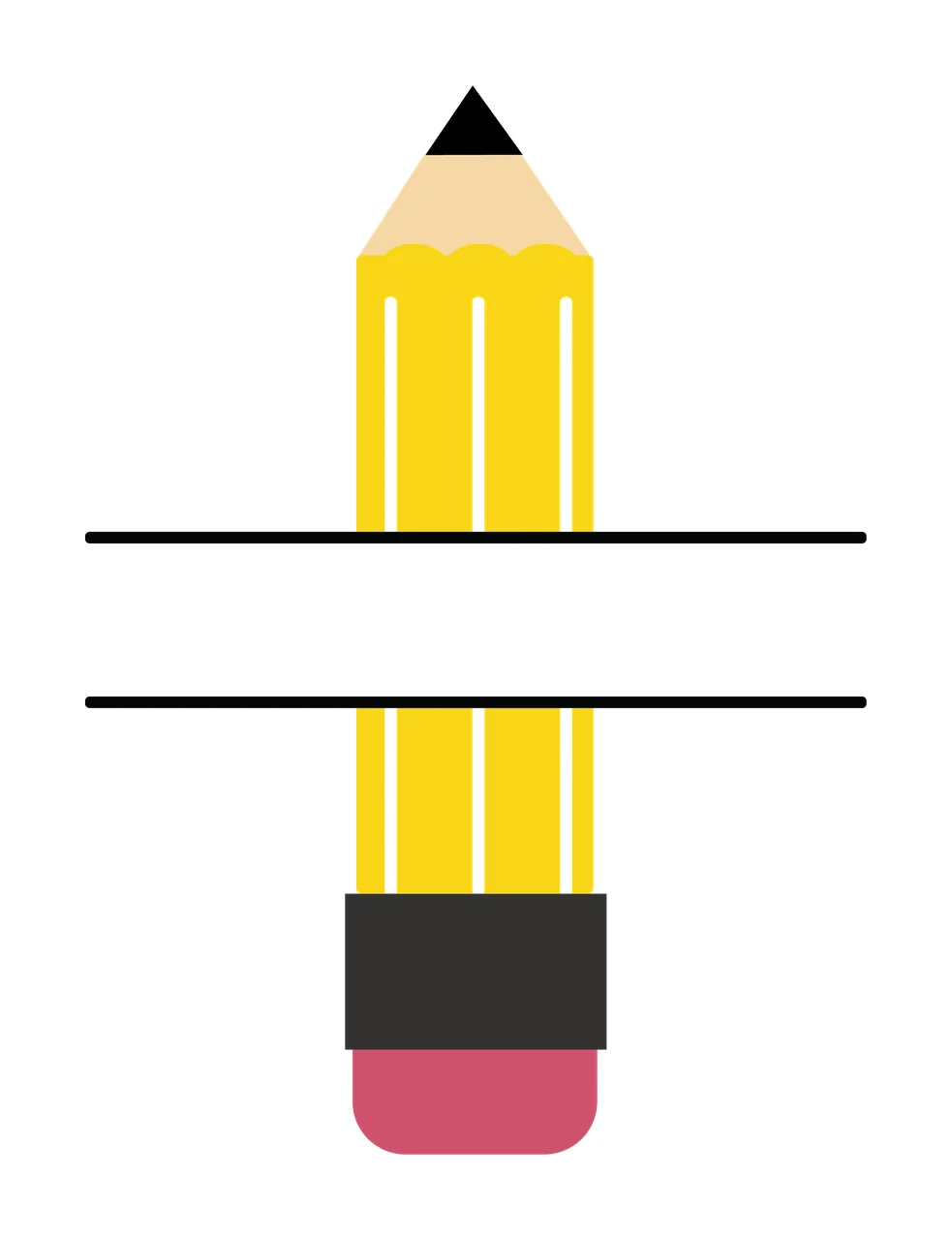 School Pencil Monogram Frame Split