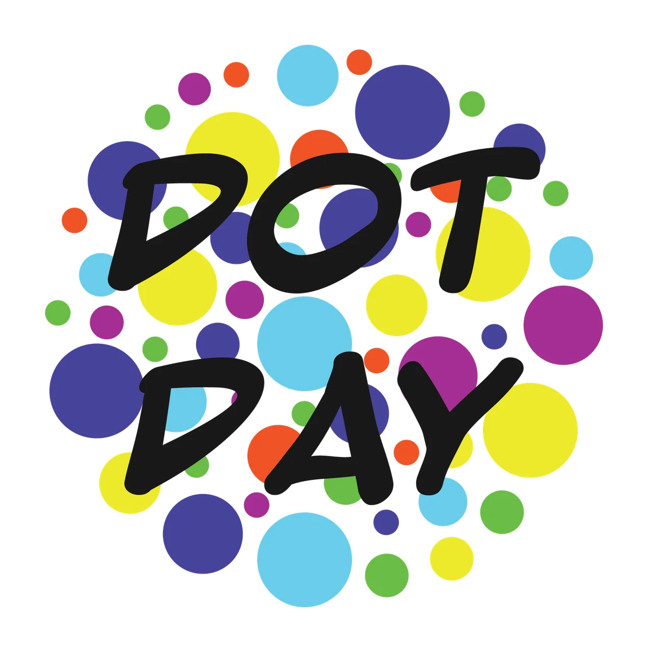Dot Day Text In Pattern with dots circles black typography