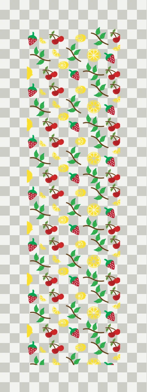 Fruit And Leaf Pattern Illustration arranged cherry lemon strawberry transparency and detail preview thumbnail