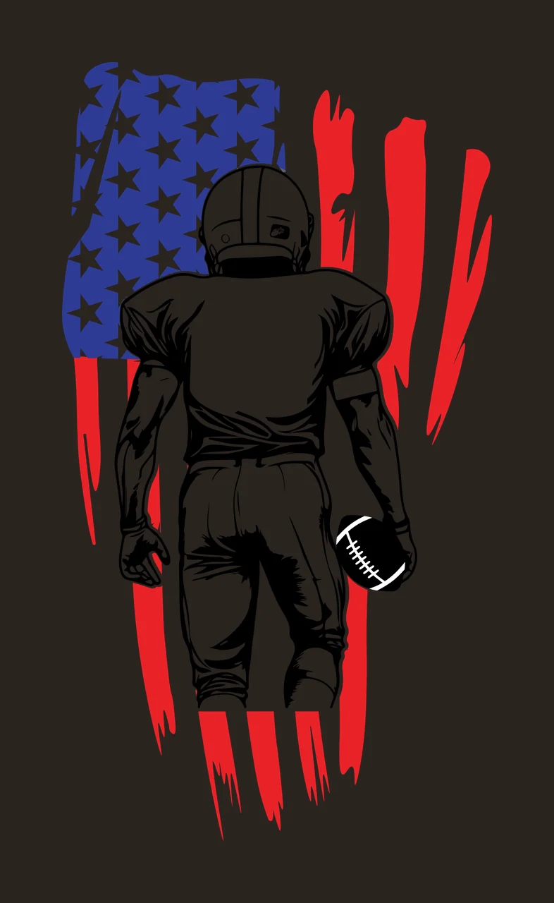 Football Flag Player Back View Before standing helmet stars contrast preview thumbnail