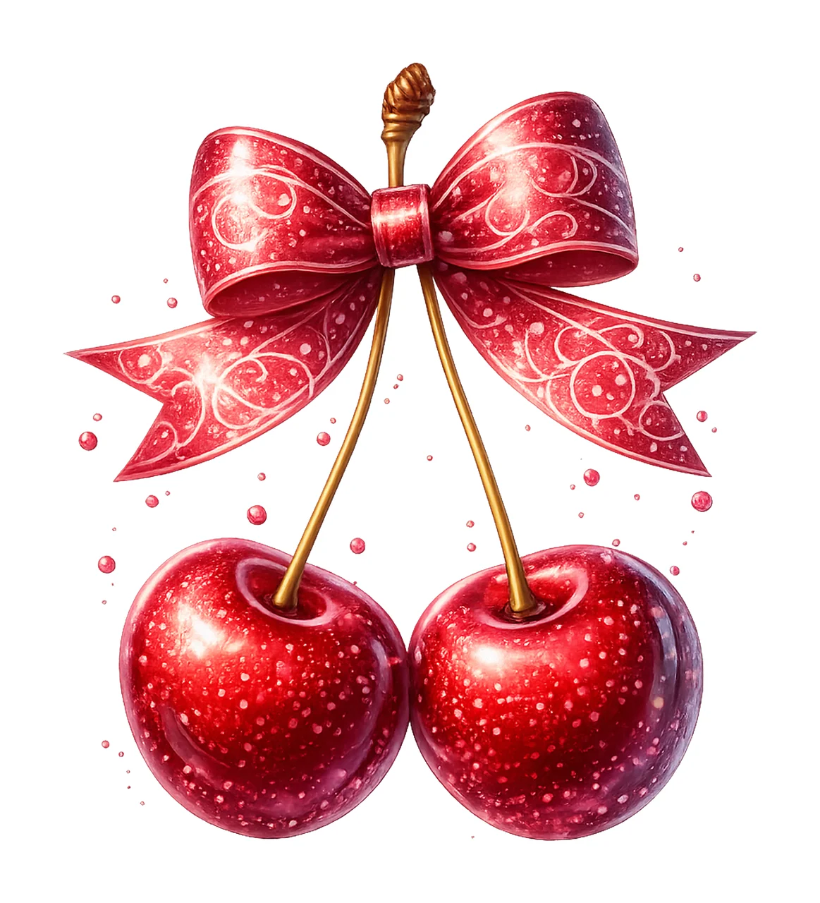 Cherry and bow print Floral Shirt Design Artwork for DTF