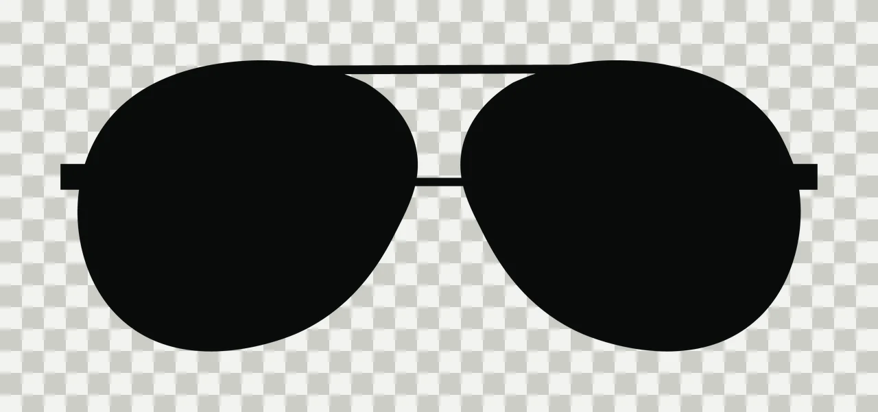 Black Silhouette Of Aviator Sunglasses With A Double frames transparency and detail preview thumbnail