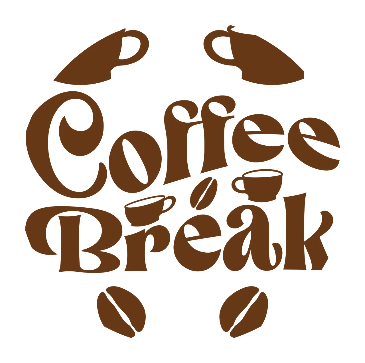 Keychain Coffee Break Circular Cafe Design cups beans circle