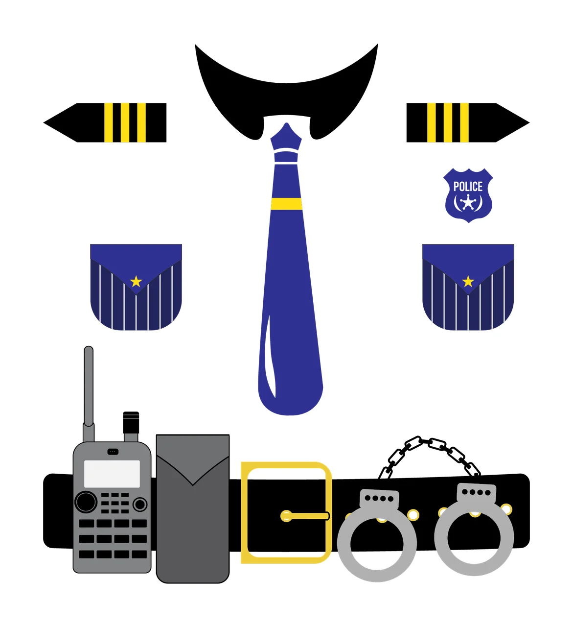 Police Uniform Accessories Arranged Display With Epaulets
