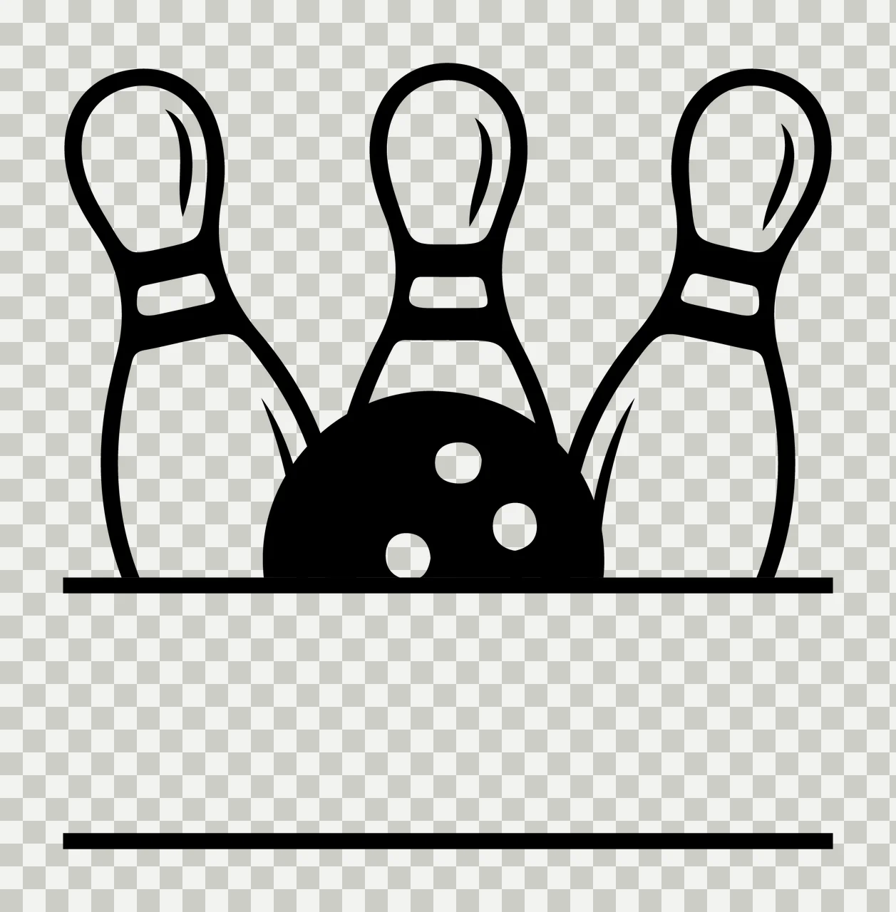 Bowling Pins With Ball And Divider Lines transparency and detail preview thumbnail