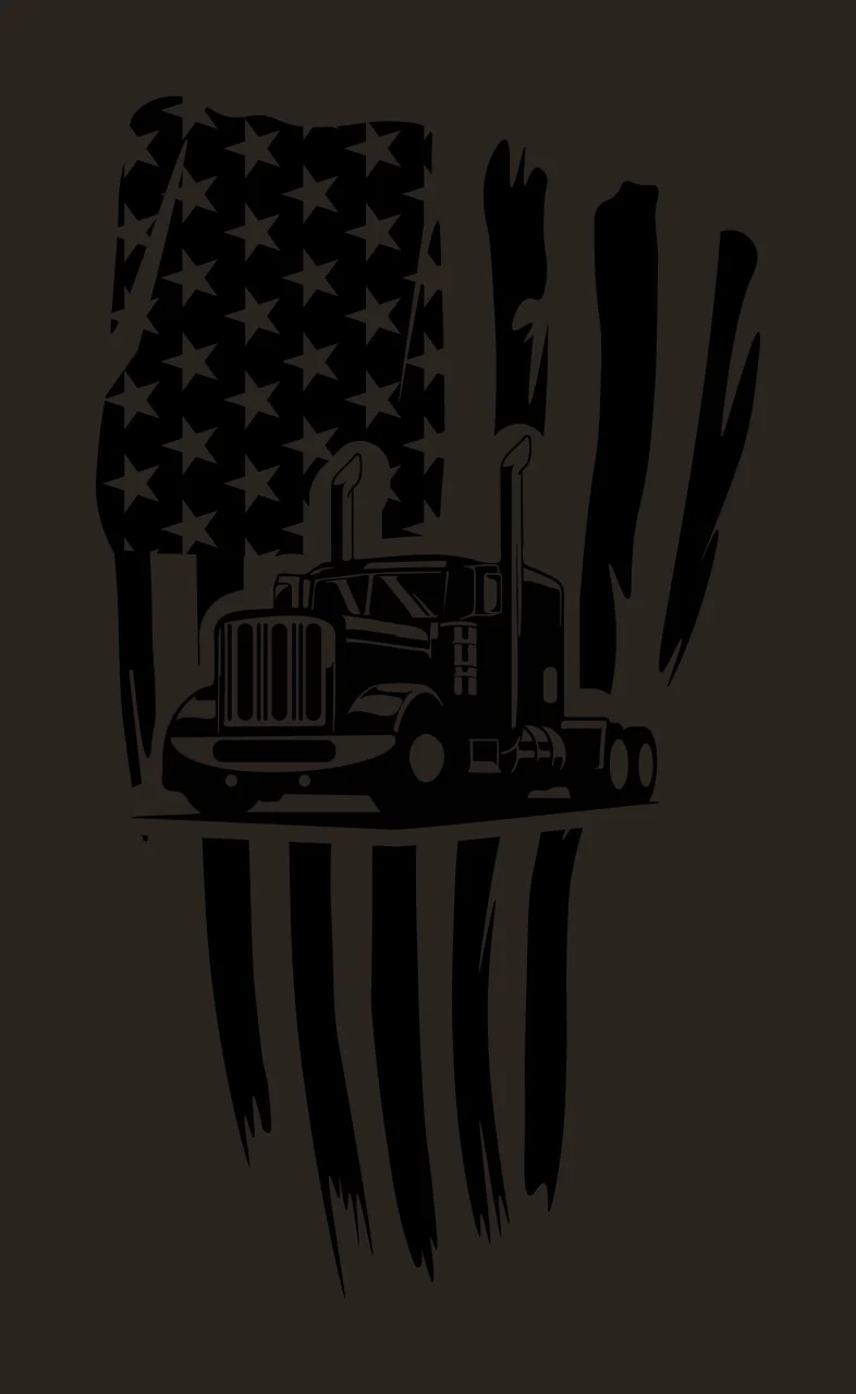 Semi Truck Flag With American Stripes driving stars silhouette contrast preview thumbnail