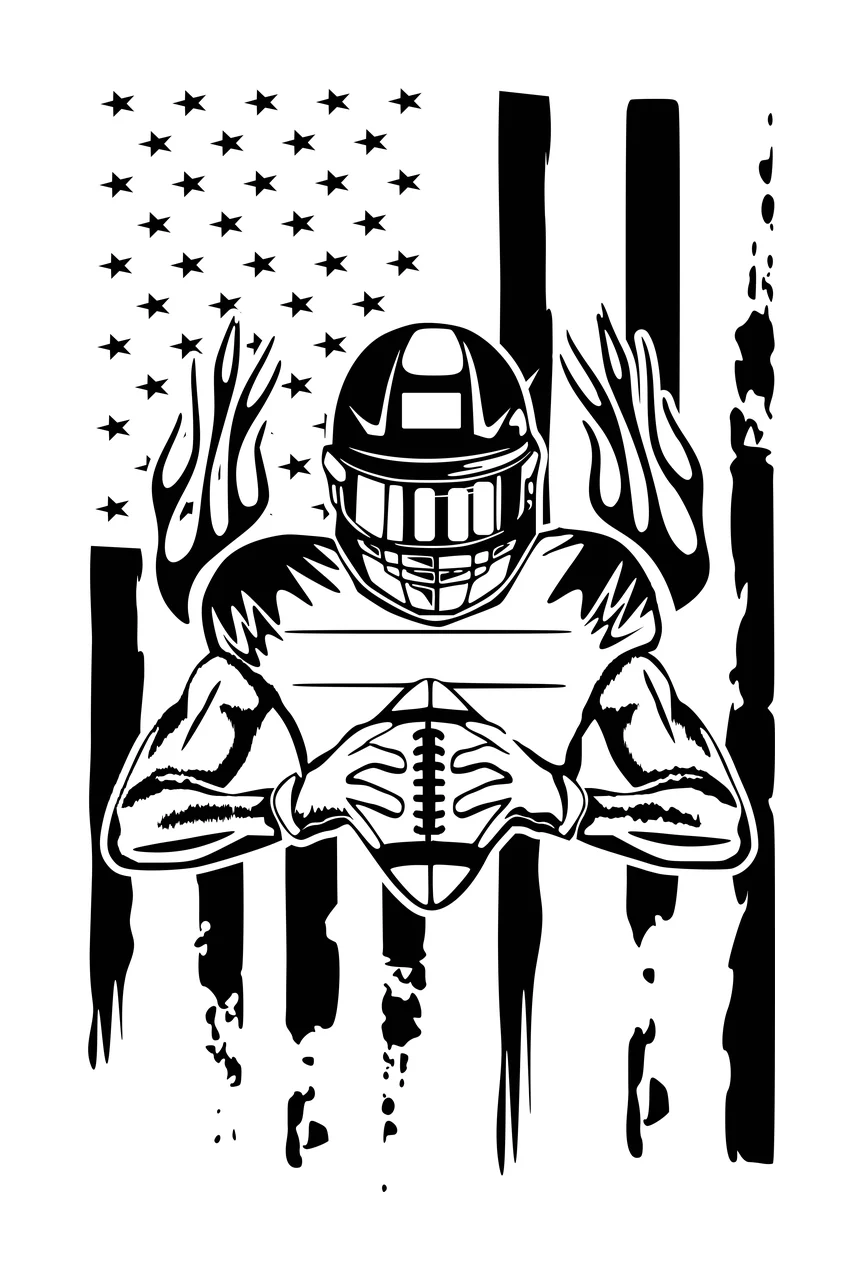 Football Flag Helmeted Player Holding Over Distressed Background ball