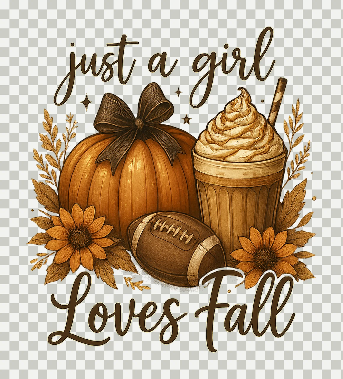 Just Girl Who Loves Fall Autumn Fall Sublimation Design Cozy transparency and detail preview thumbnail