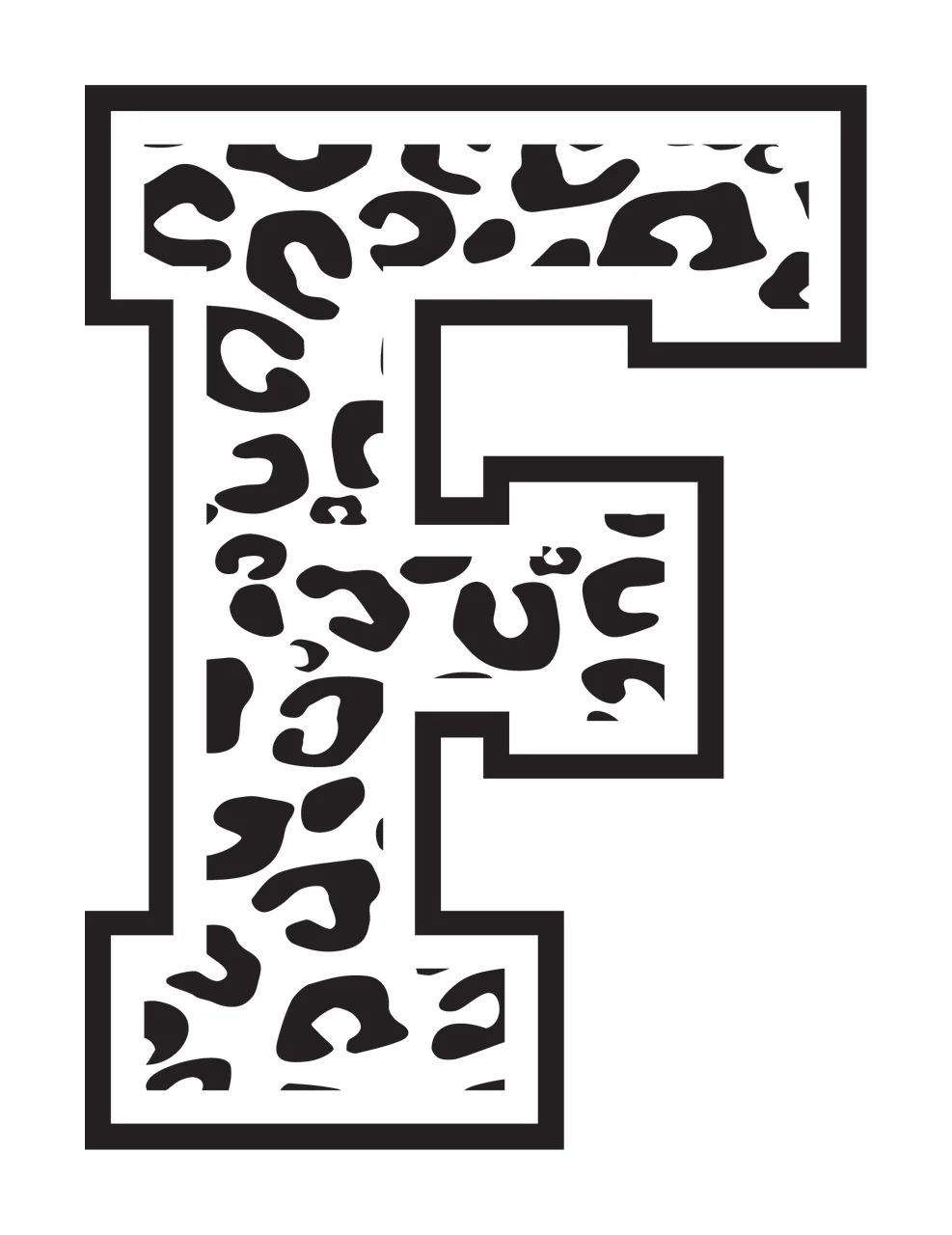 Black Varsity Half Font Leopard Character 30 print animal cheetah