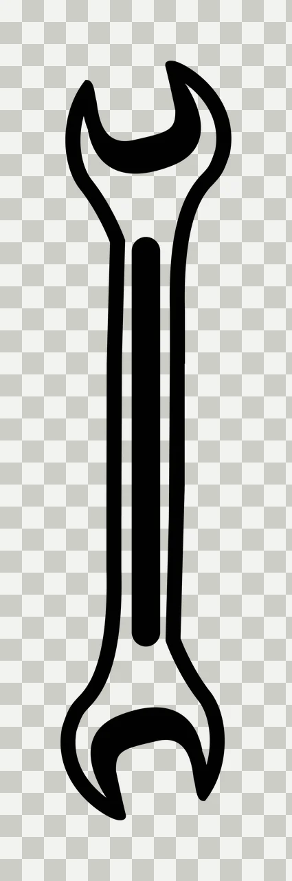 A Single Double Ended Wrench In High Contrast outline Variation transparency and detail preview thumbnail