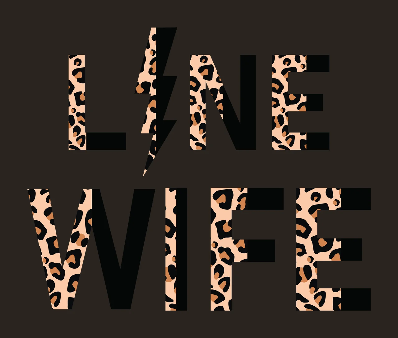 Line Wife Leopard Text With Print design lightning bolt Variation contrast preview thumbnail