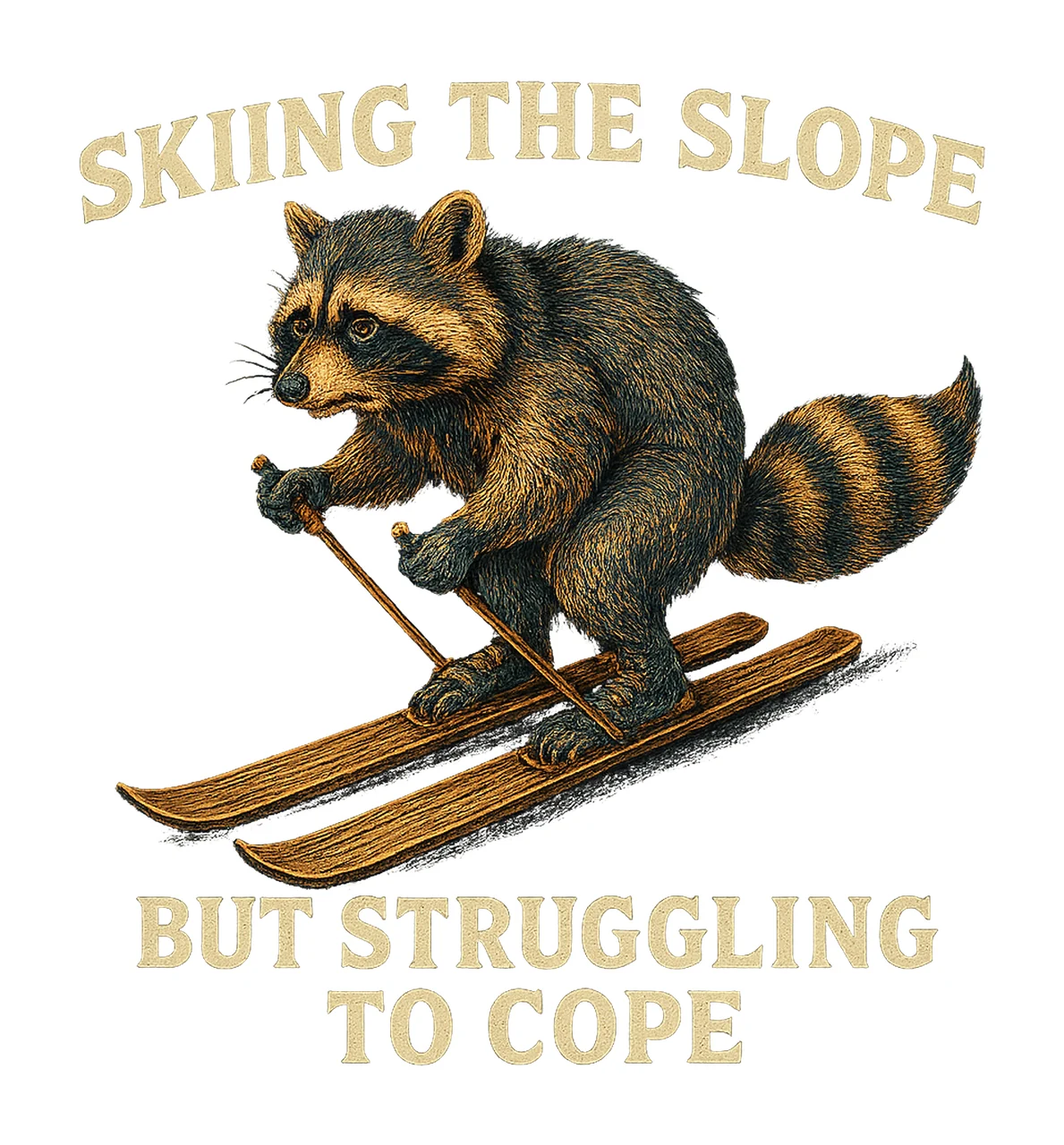 Raccoon Skiing Design Funny Winter Animal Artwork